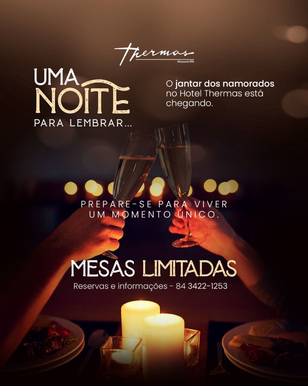 Hotel Thermas promove jantar especial de Dia dos Namorados