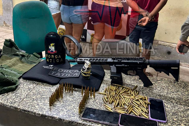 Operação da Força Tática na Maísa apreende fuzil, granada e prende quatro suspeitos em Mossoró